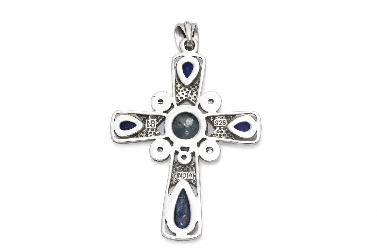 Nicky Butler 925 Sterling Silver Lapis Turquoise Labradorite Cross Pendant