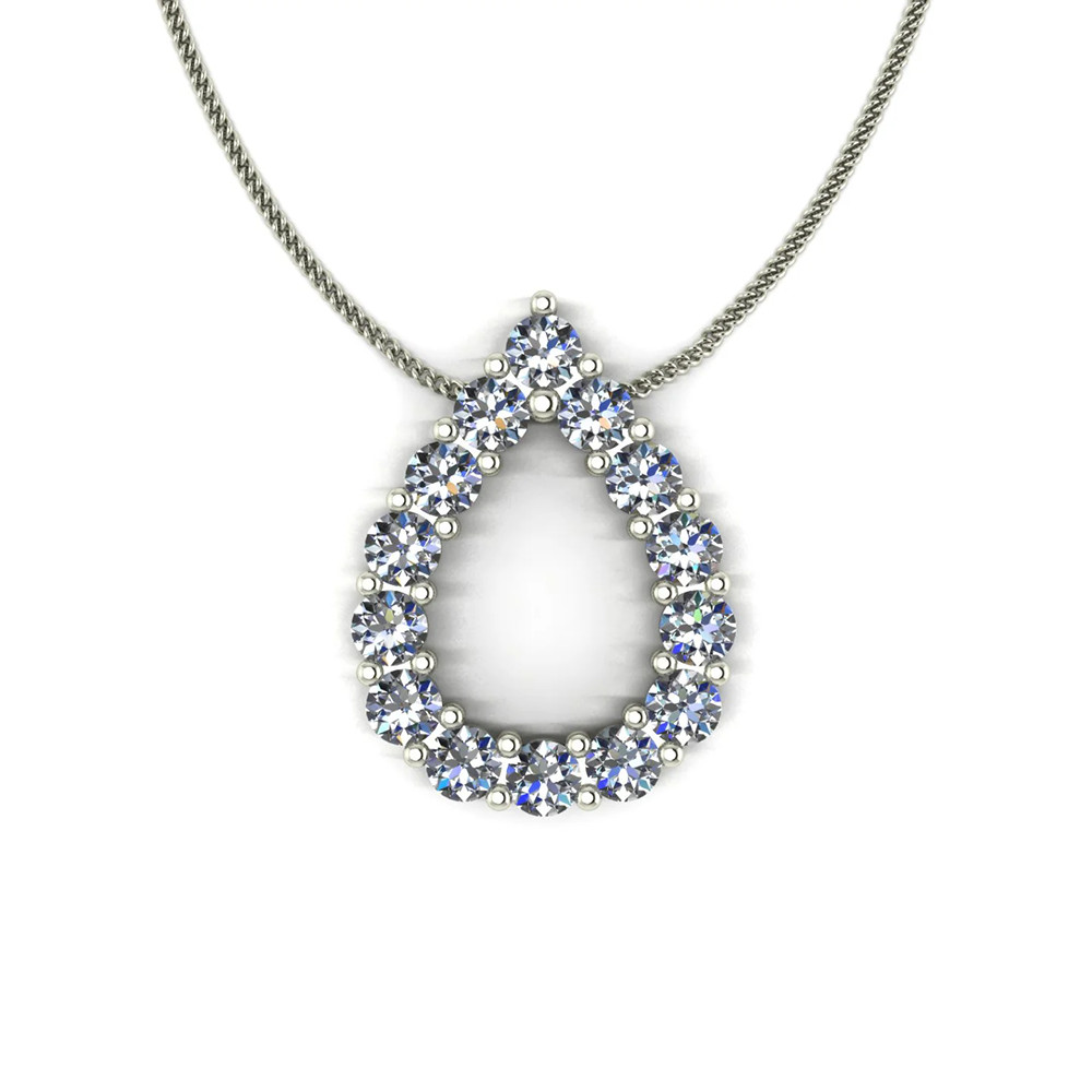 White Gold Diamond Pendant GLI HRD Round 0.80 Ct Lab Created 18k Women Necklaces