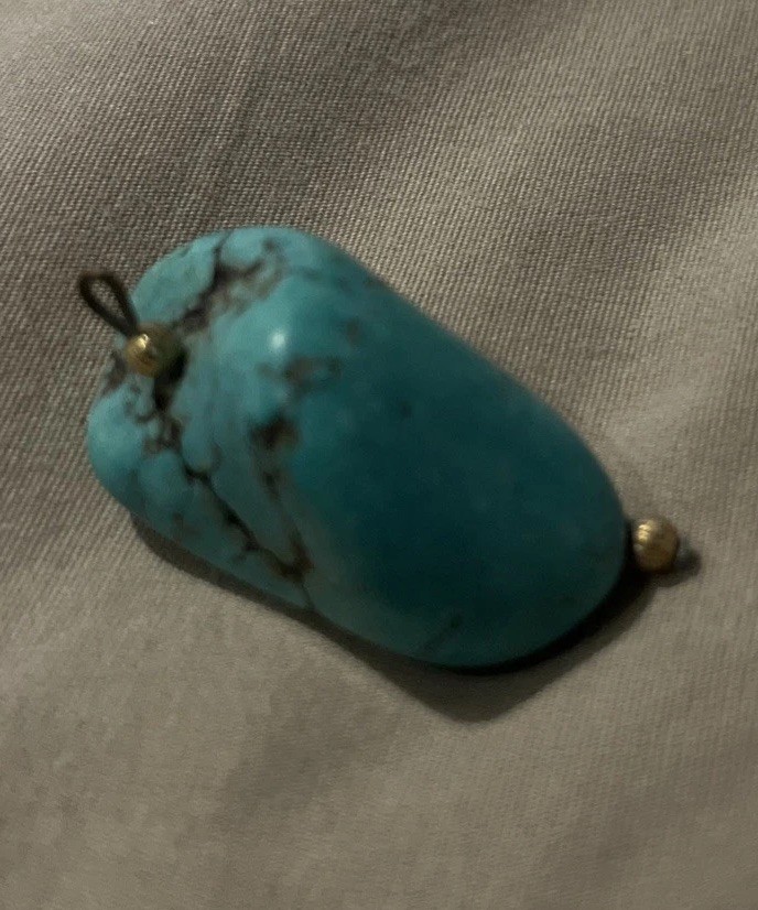 Gorgeous gold turquoise pendant- Ready for a chain.