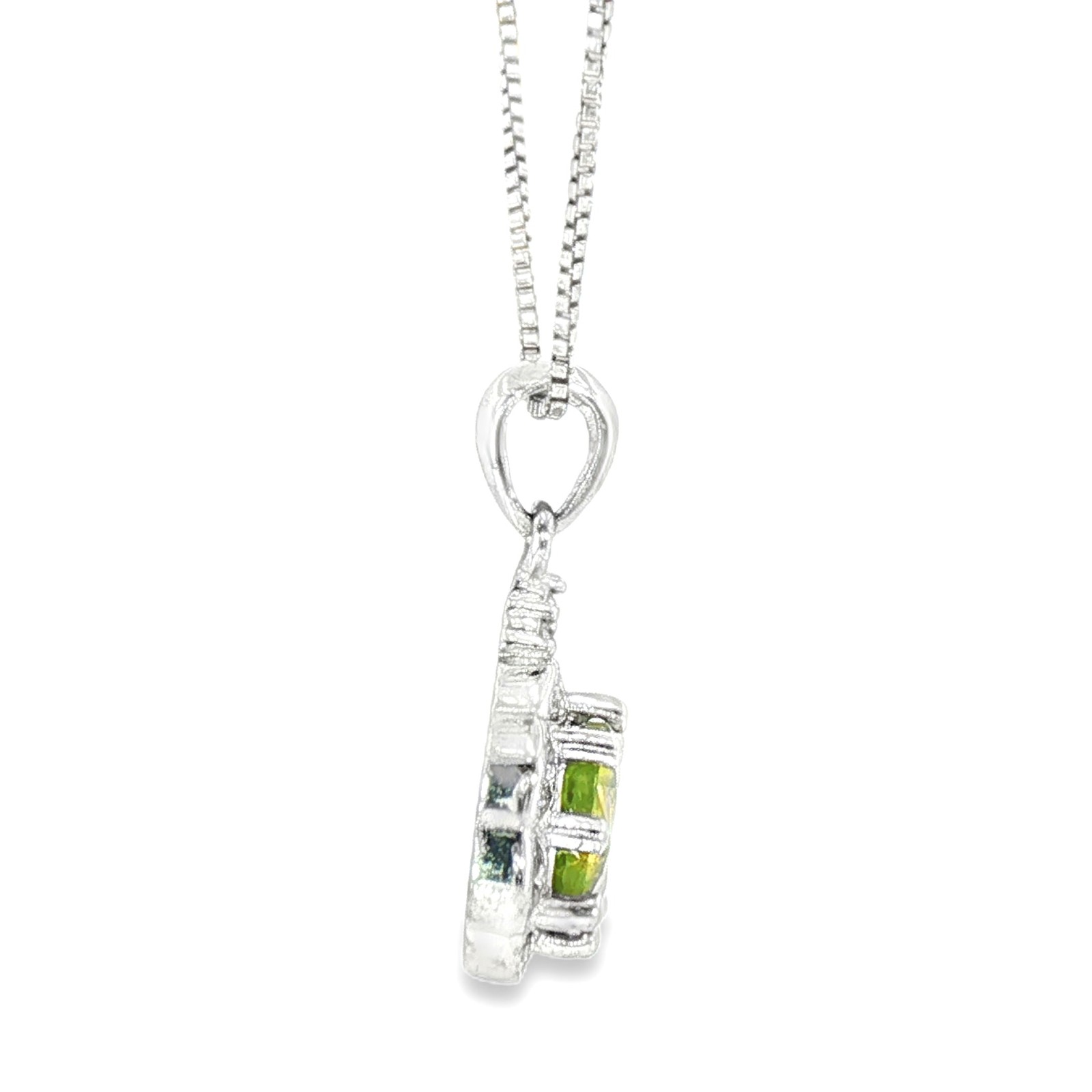 Natural Peridot Gemstone 925 Sterling Silver Pendant Round Olive Green
