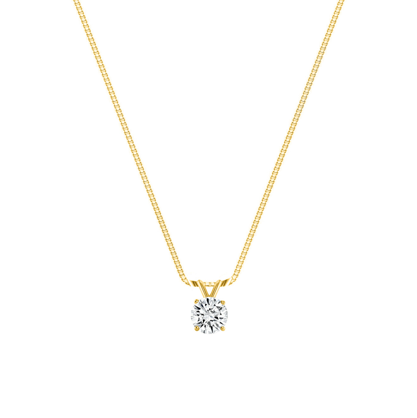 2/3 Ct Round LabCreated Grown Diamond Pendant Necklace 18K Yellow Gold F/VVS 18″