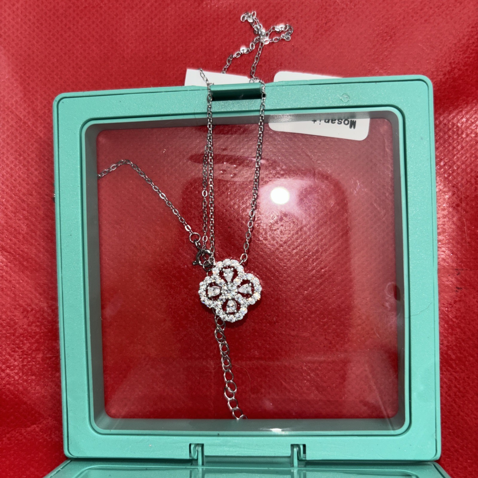 Lab Created Moissanite Necklace 925 Silver Pendant With Cable Chain 18 inch