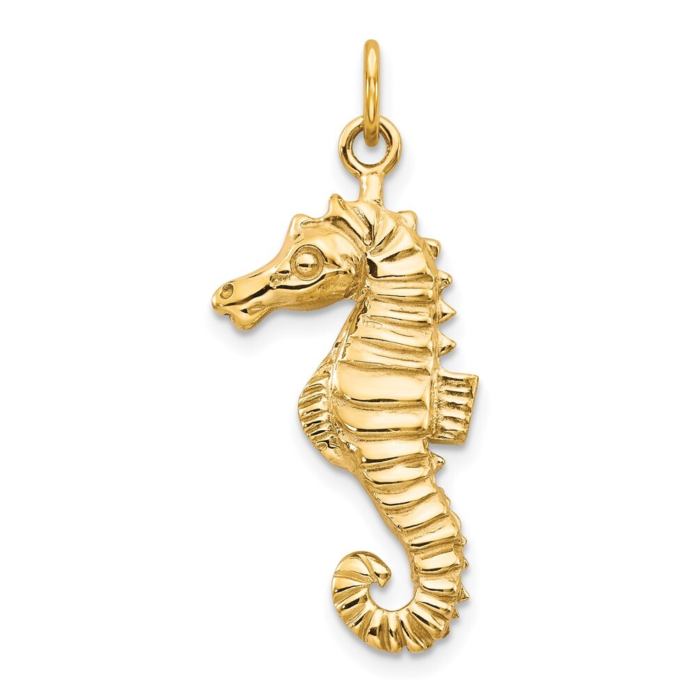 10k Yellow Gold Seahorse Pendant 1.7g, L-30mm, 13mm Gift for Mother