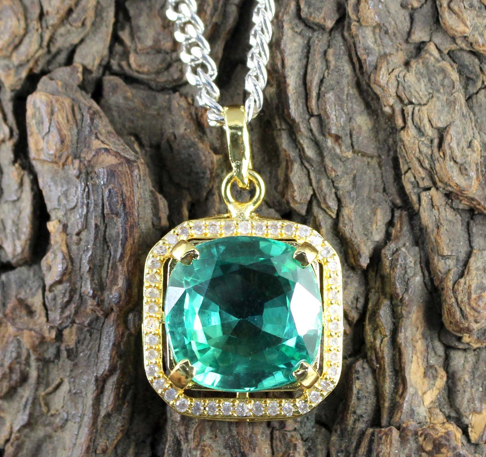 Certified Natural Bi Color Parti Sapphire 19.84 Carat Cushion Gemstone Pendant