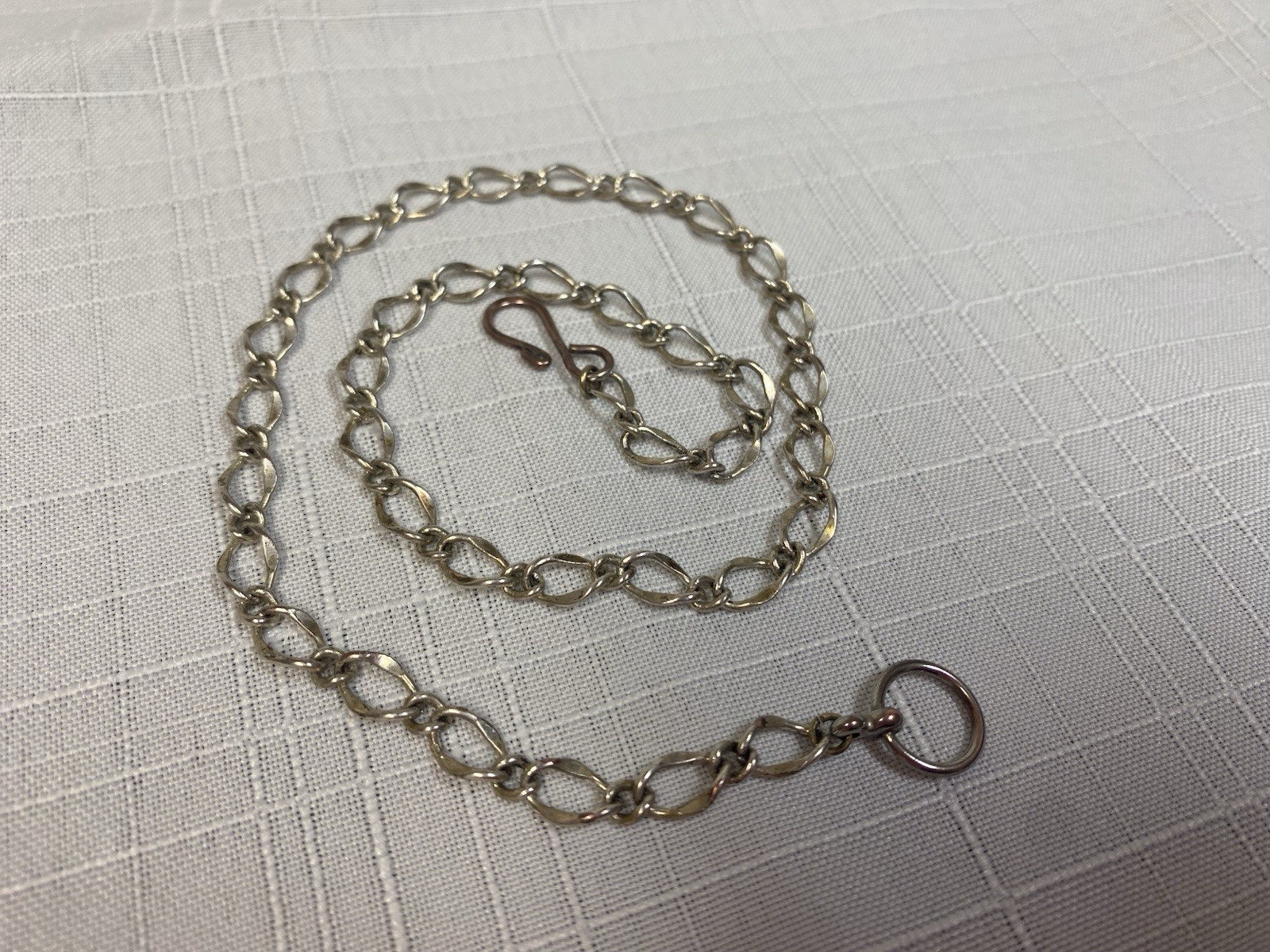 Silver Tone Chain Necklace Vintage Hook Closure 17” Metal No Stone
