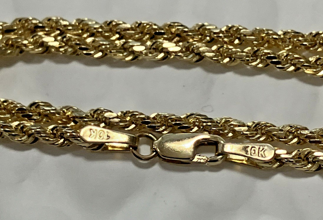 10kt Real Gold Rope Hollow Chain 3.4Grams 2.5mm 22” GND Brand New with Tag 10k