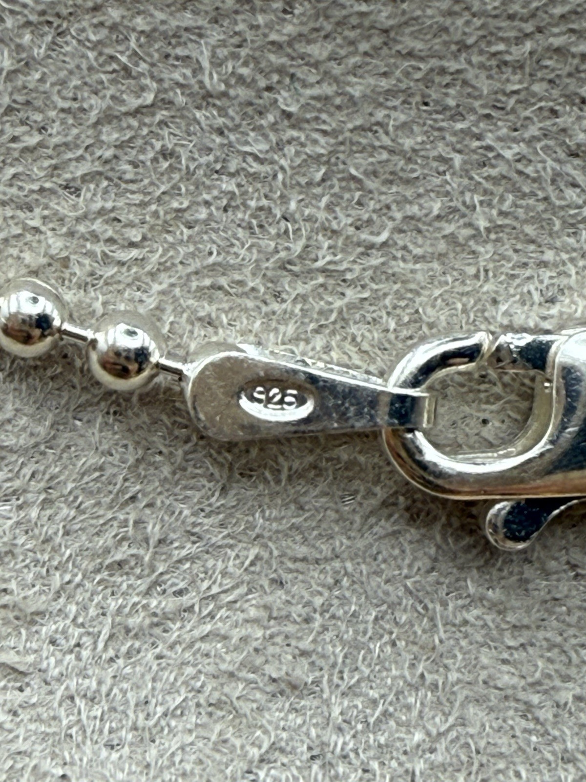925 Sterling Silver Tri-Color Ball Bead Station Necklace 20” Italy