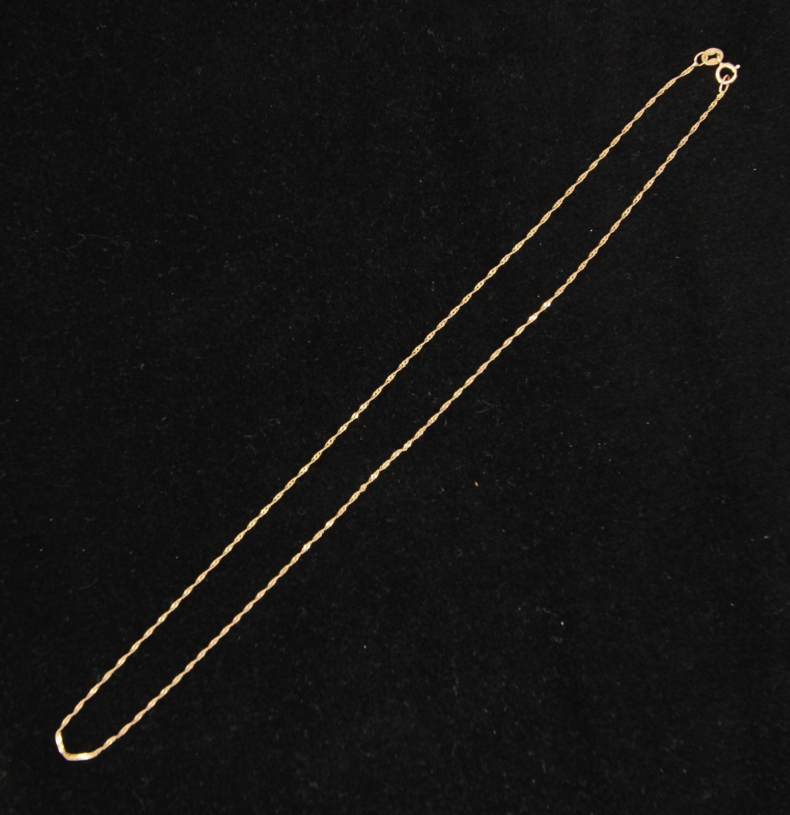 Vintage Italy HM Solid 9ct 9k Gold Fine Singapore Curb Chain Necklace 16 ”