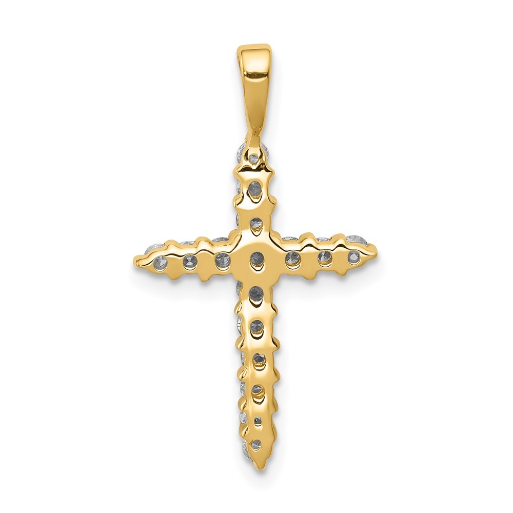 14k Yellow Gold 1/2 Ct Round Lab Grown Diamond VS/SI+ G+ Cross Charm Pendant