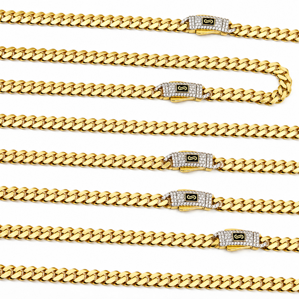 14K Gold Monaco Chain CLASSIC Pavé Lock 5mm Women’s Necklace Hollow 16″ 18″