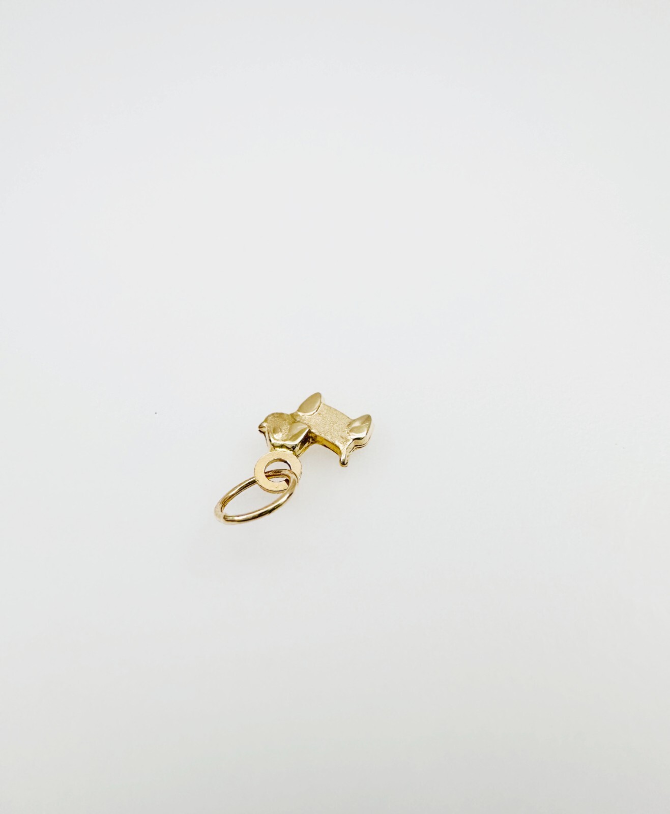14K Solid Yellow Gold Teeny Tiny – Very Small Dog Puppy Charm Pendant 10x6mm