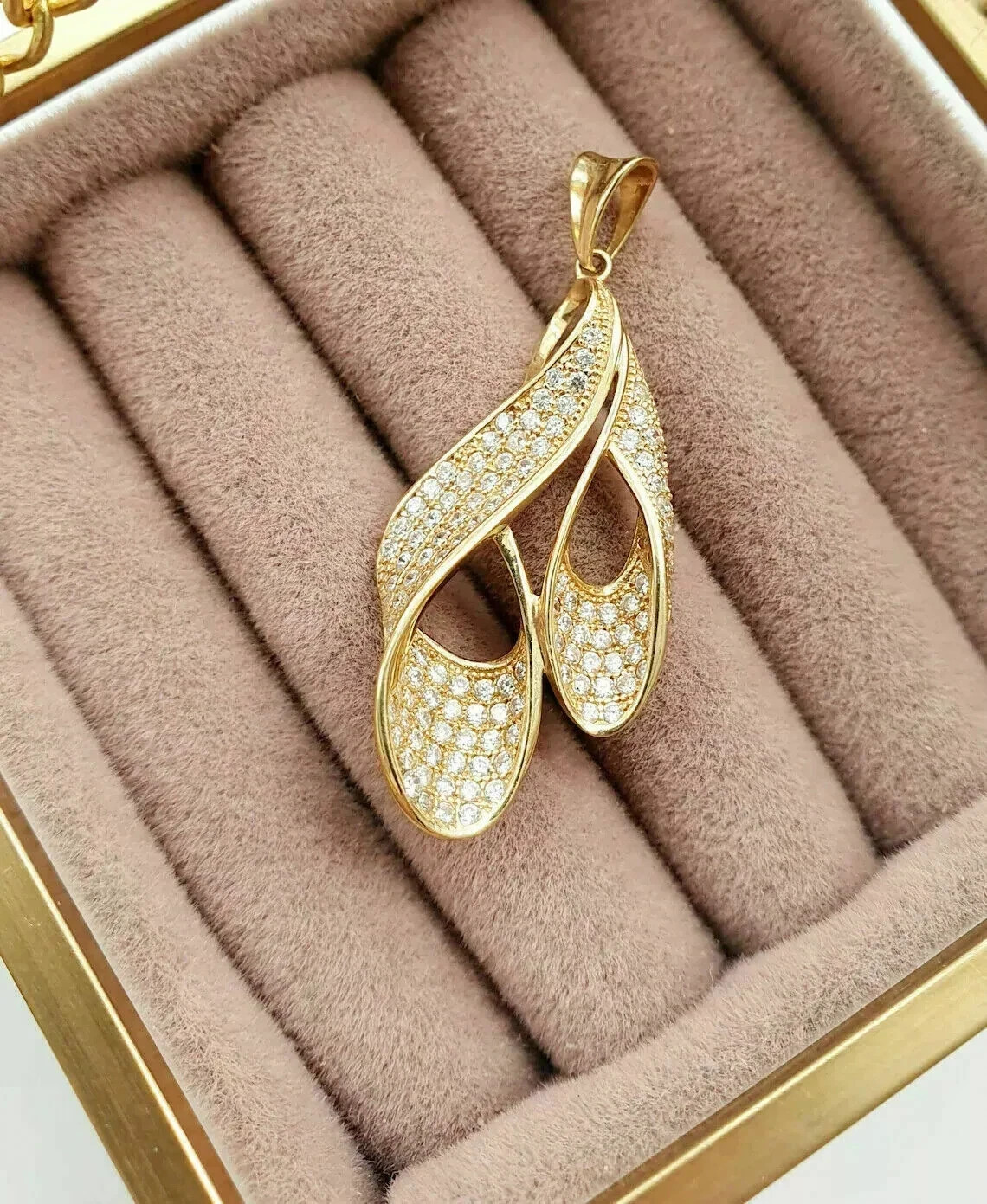 2.90 Ct Diamond Wedding Teardrop Pendant Without Chain 14K Yellow Gold Plated