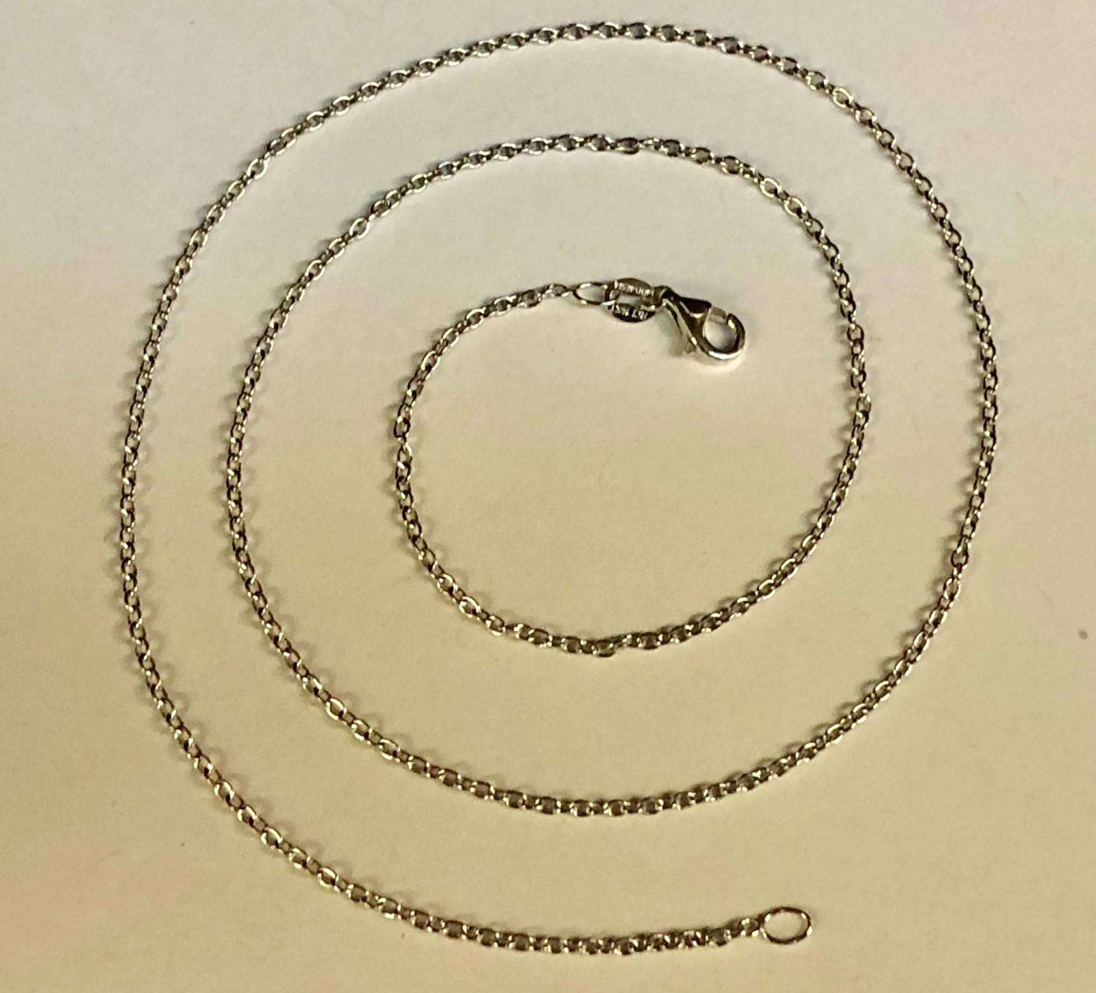 Platinum 16″ Oval Cable Link Pendant Chain/Necklace 0.97 mm 2 grams