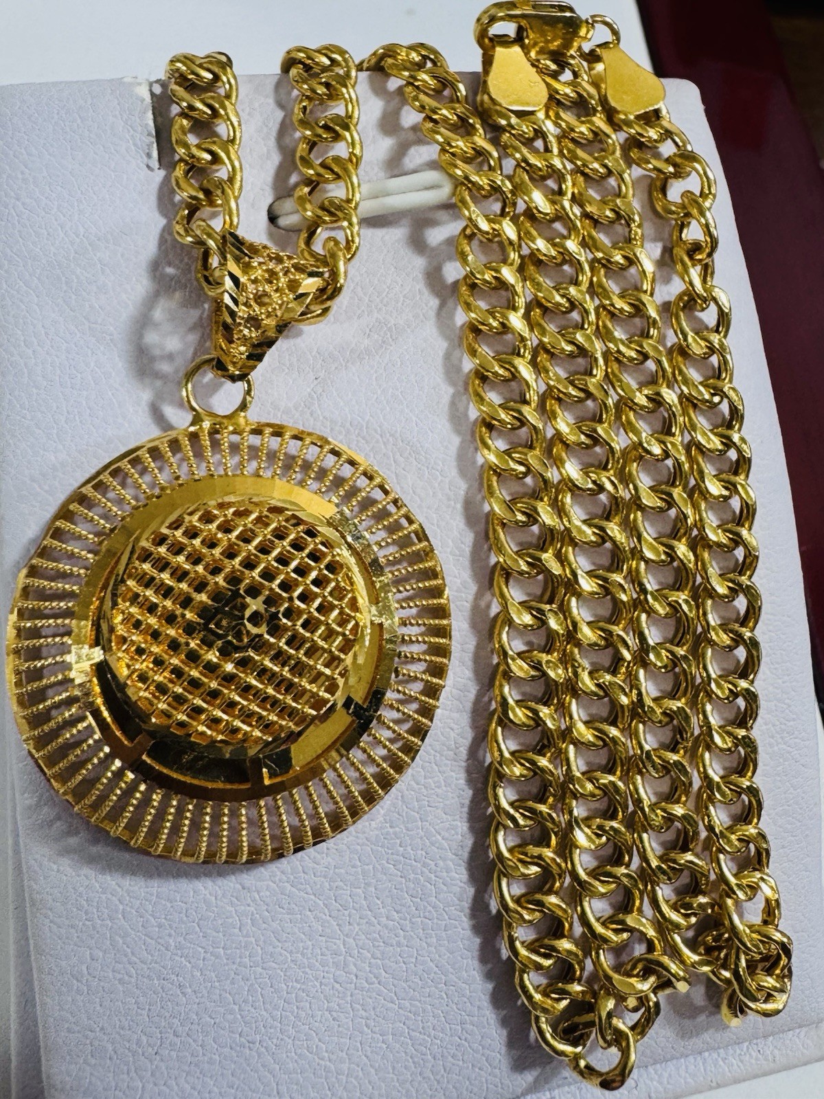Saudi 22K Solid 916 Real Fine Gold Round Set Necklace 18”/18.5” Long 16.6g 6mm