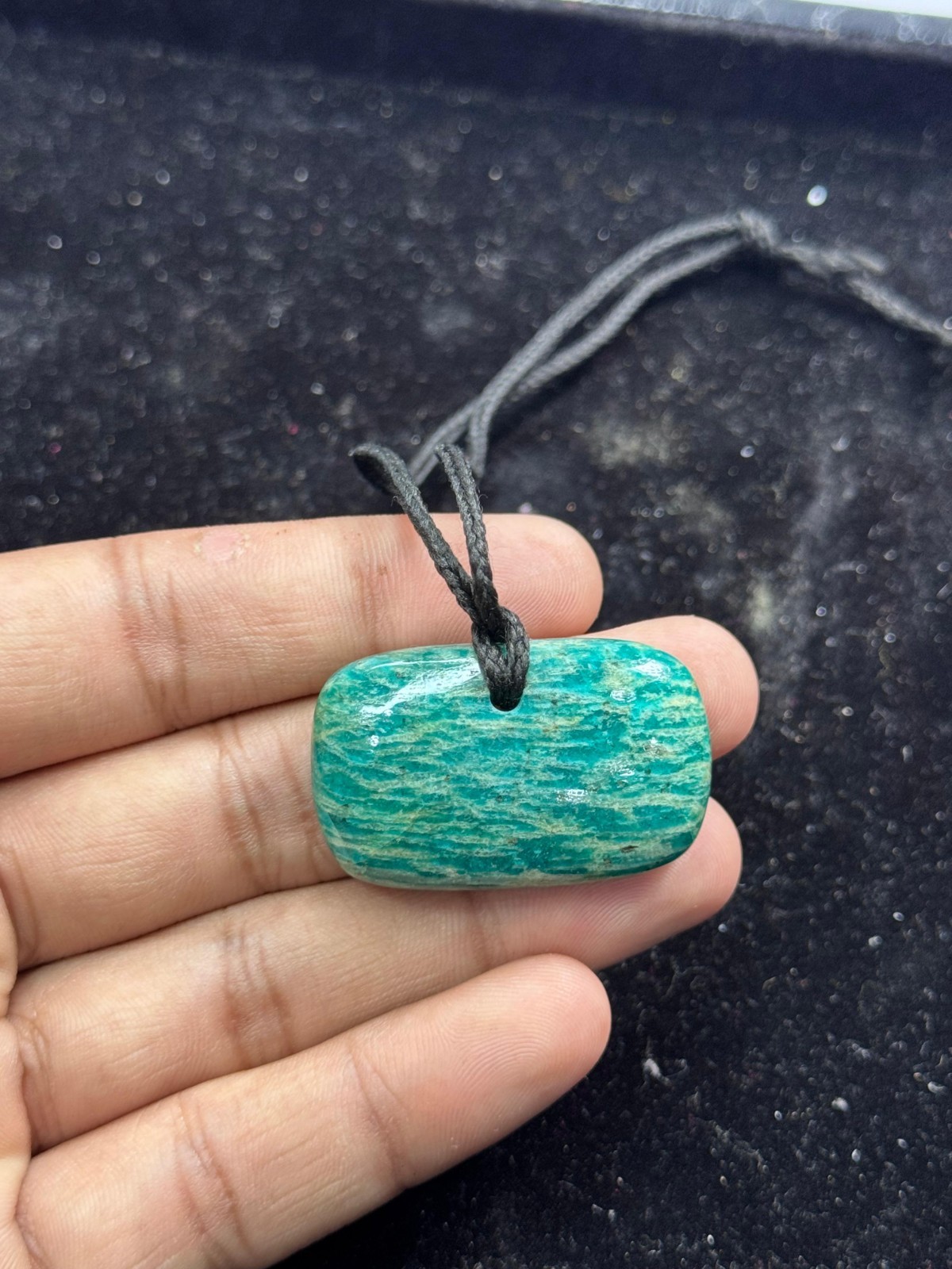 Natural Amazonite Pendant Necklace Handmade Thread Pendant Daily Wear