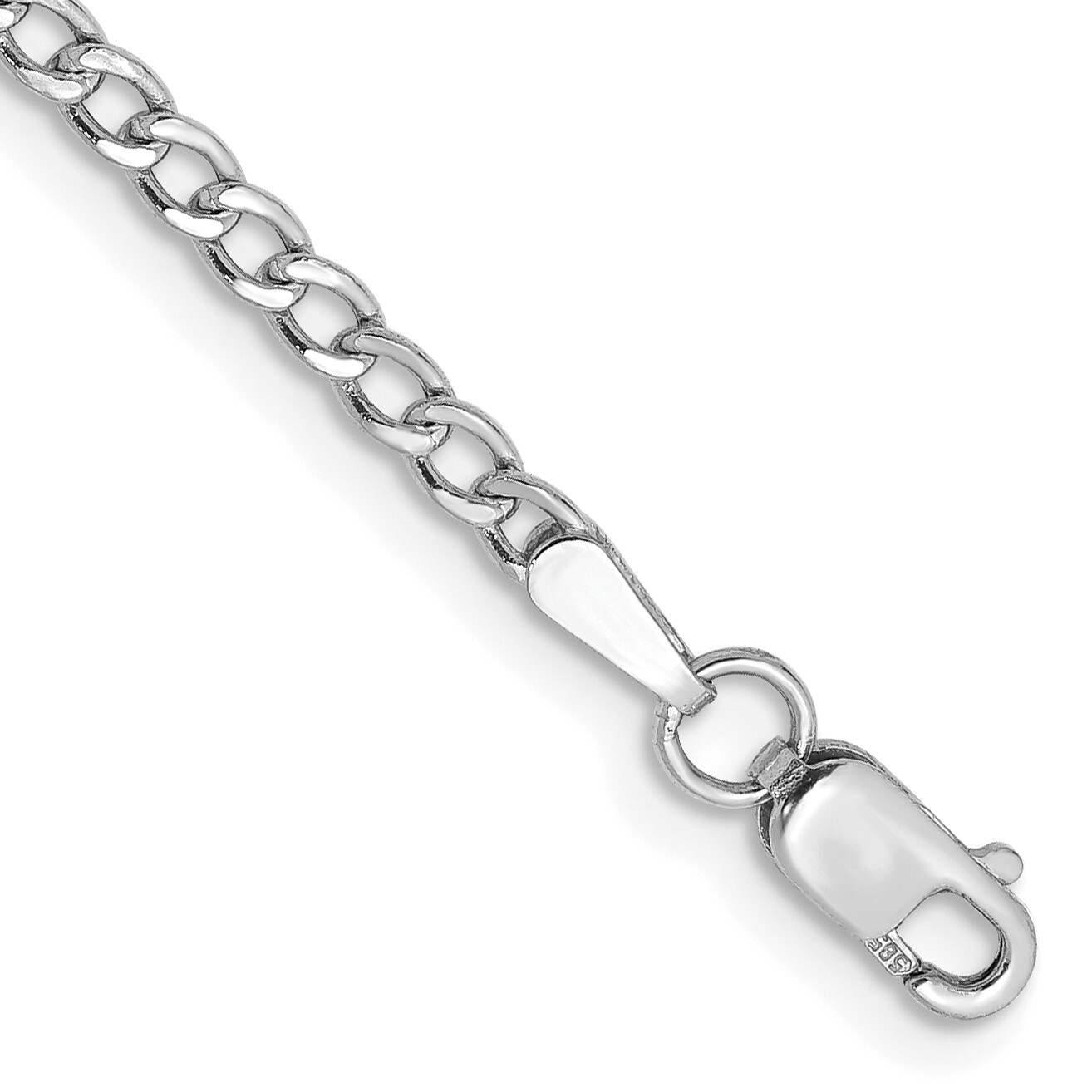 14K Gold 7 inch 2.5mm Semi-Solid Curb with Lobster Clasp Bracelet BC123