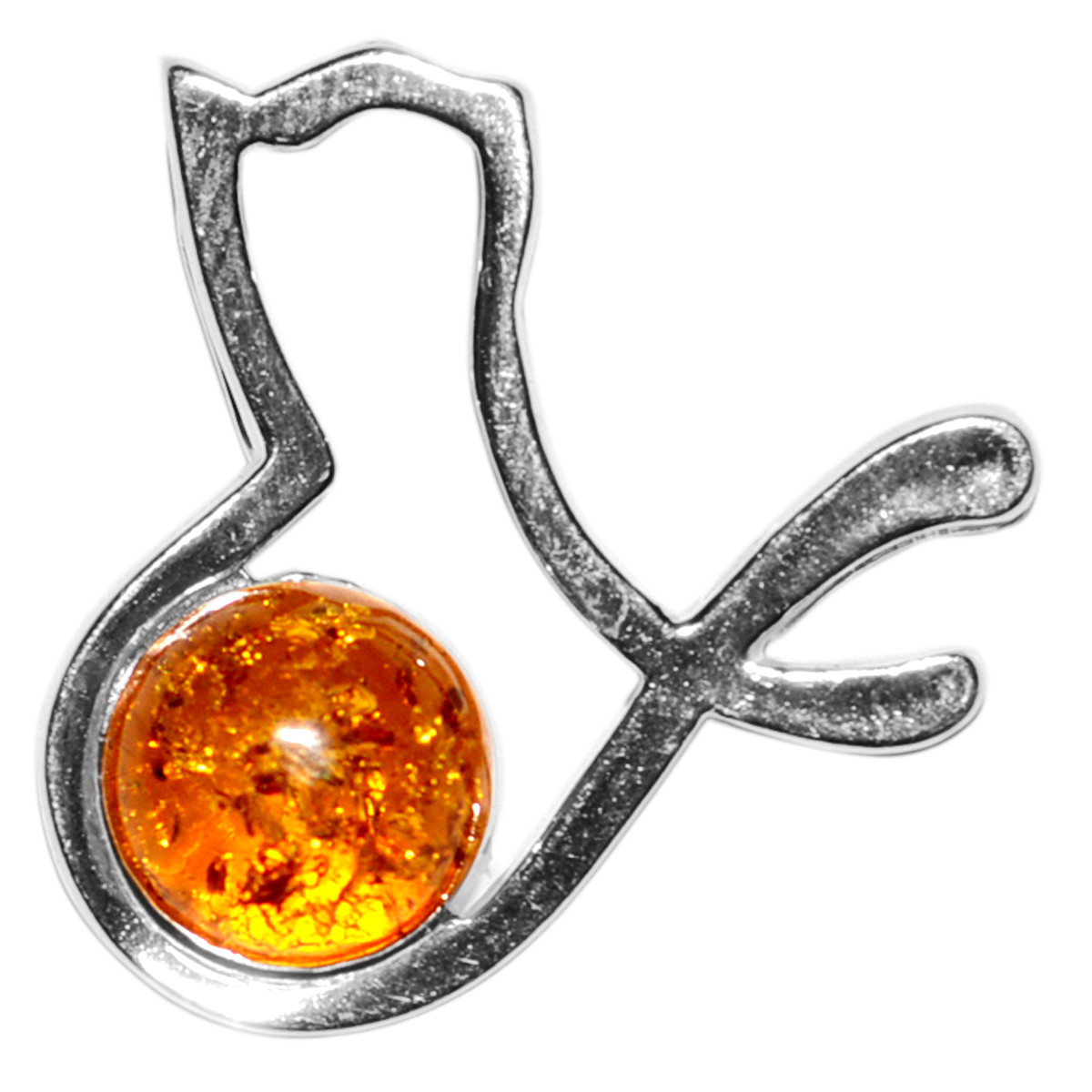 1.93g Bird Authentic Baltic Amber 925 Sterling Silver Pendant Jewelry N-A673