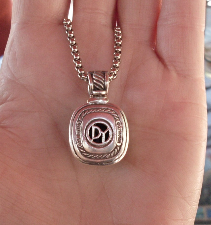 Retired David Yurman Albion Black Onyx Enhancer Pendant w/Chain – 14K/925