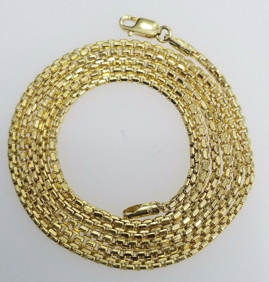Clearance Real 10k Yellow Gold Rolo Box Link Necklace Chain 1.5mm 20 inch Unisex