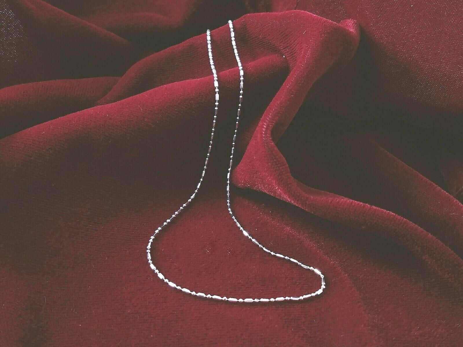 Sterling Silver .925 sparkly Bar & Bead Chain 1.5mm – Lobster claw, 16″ or 18″