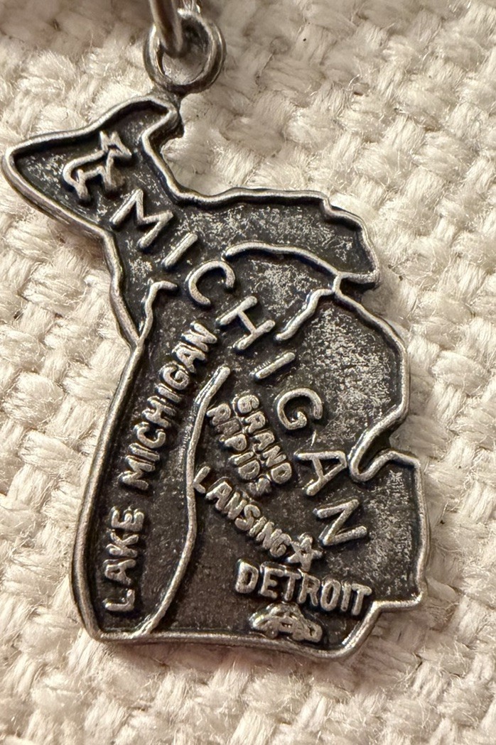 Sterling Signed Sterling Silver 925 Michigan Map Charm Pendant Travel Theme