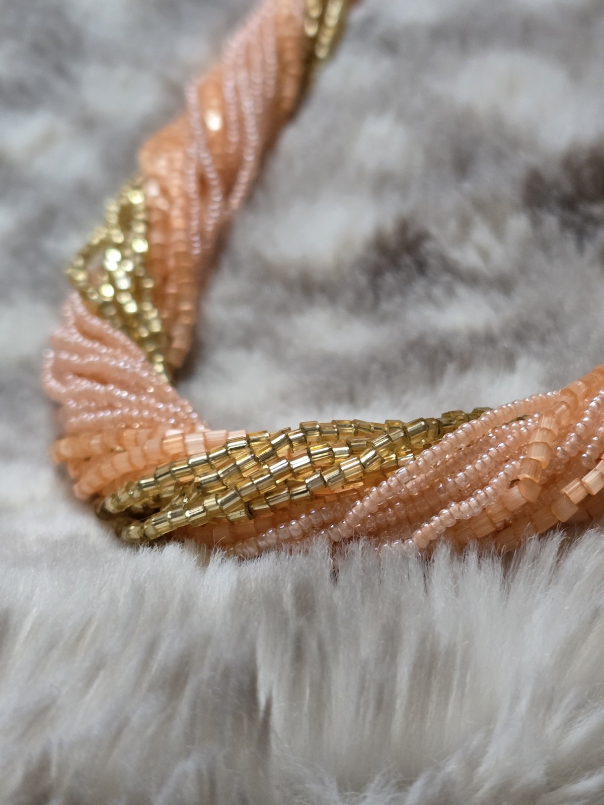 $200 Ross Simons 18k/Sterling Silver Murano Coral Gold multi strand Necklace
