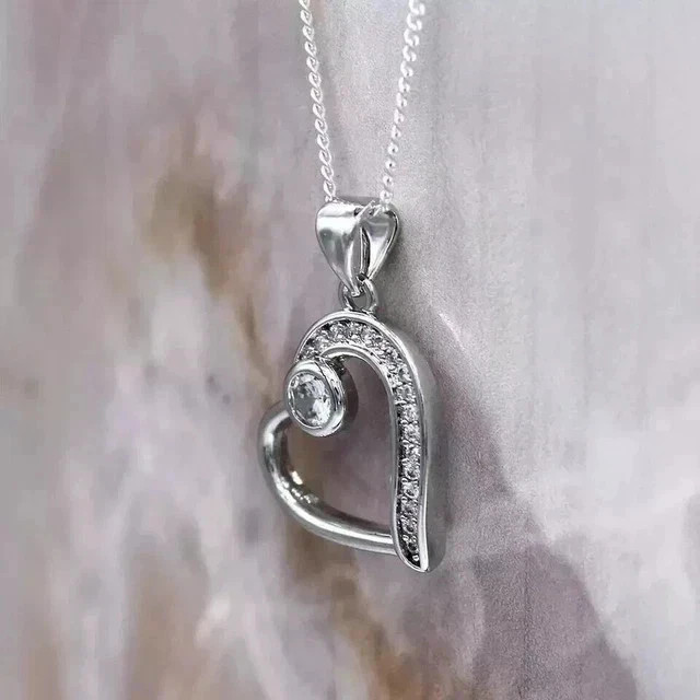 1.50CT Round Cut White Moissanite Women’s Fancy Pendant 14K White Gold Plated