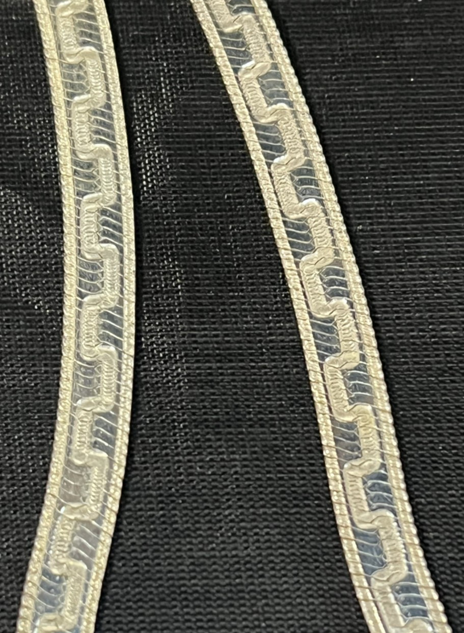 Milor Sterling Silver Herringbone Necklace Greek Key Pattern 36″ Long 43.0 grams