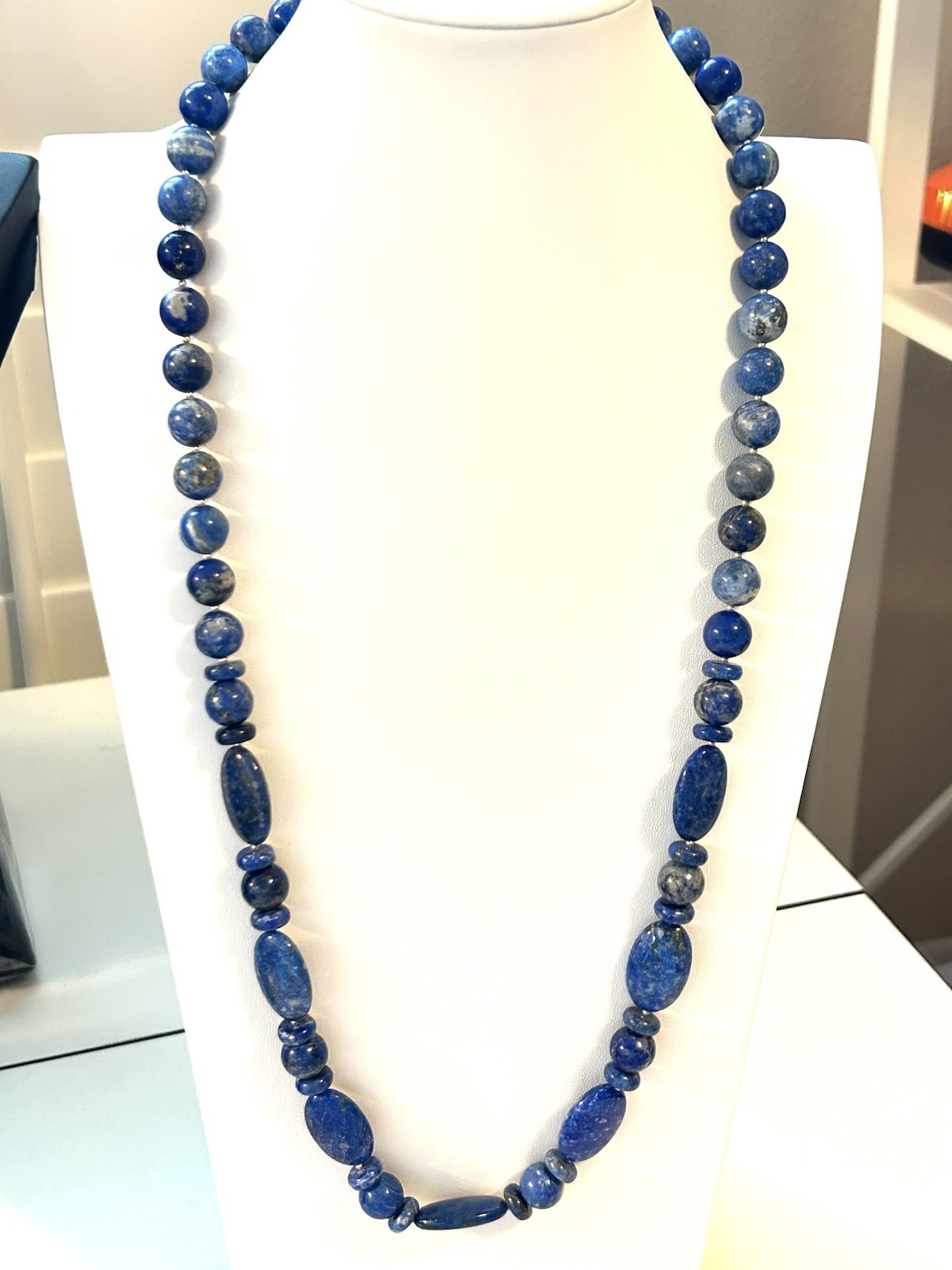 Jay King Sterling Silver and Lapis Necklace 30”
