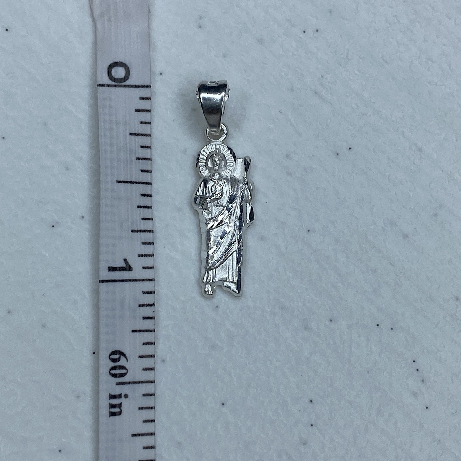 999 Mexican Solid Silver Saint Jude Pendant 1” Religious Charm San Judas Medal