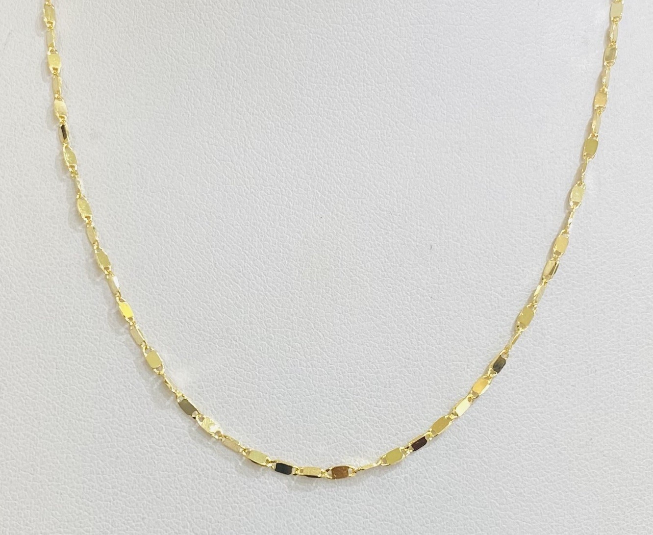 14K Solid Yellow Gold Diamond Cut Link Chain Necklace 17.5Inches (3.15GM)