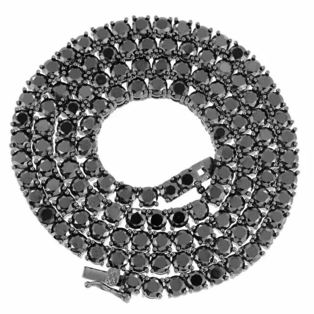 12Ct Round Cut Lab Created Black Diamond Tennis Necklace 14k White Gold Plated