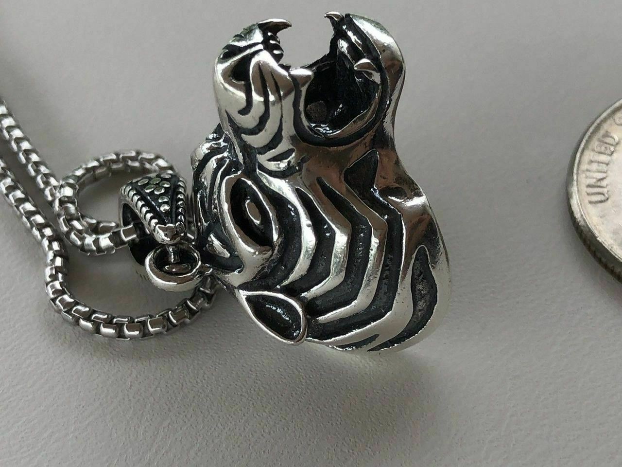 Solid 925 Sterling Silver 3D Tiger Cheetah Women’s Men’s Pendant