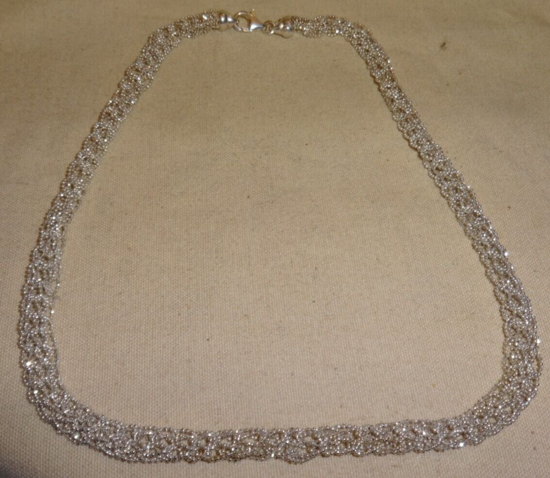 Vintage 925 Sterling Silver Italy Multiple Strand Necklace 18″