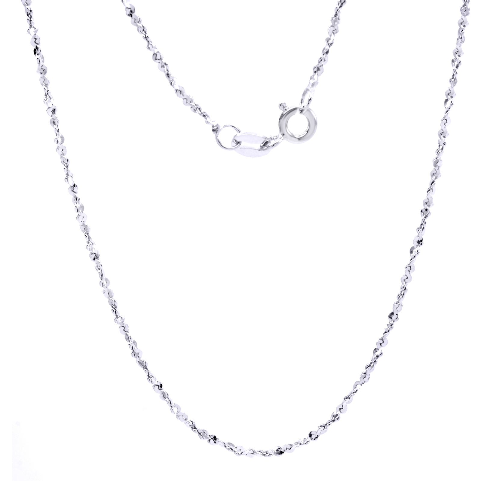 18″ Sparkle Chain Necklace 14k White Gold Plated 925 Sterling Silver