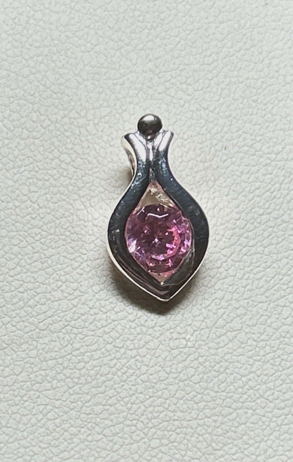 Sterling Silver Pendant Pink Clear Stone Marked 925 Sparkling