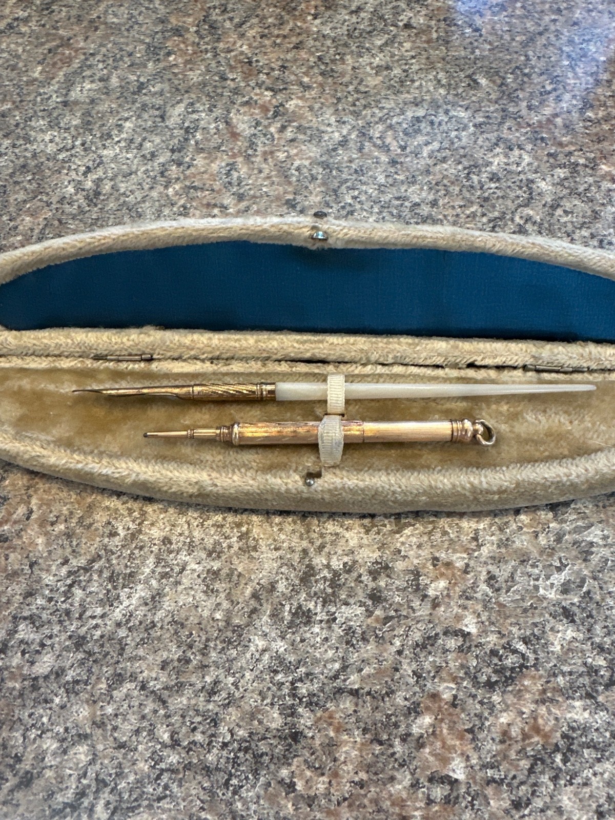 Vintage Gold Mechanical Pencil Gold Pen Mother Of Pearl