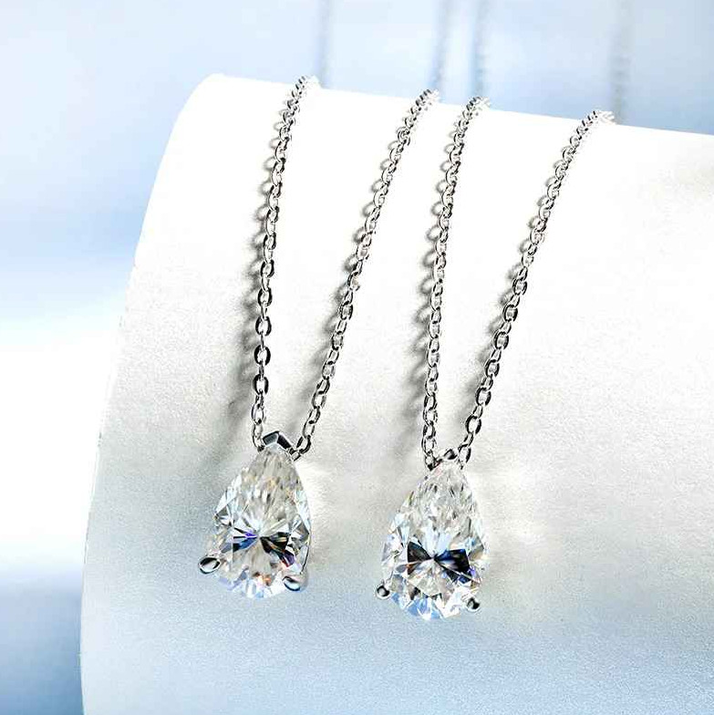 18k White Gold Plated 4CT Pear Cut D VVS1 Moissanite Necklace for Women Jewelry