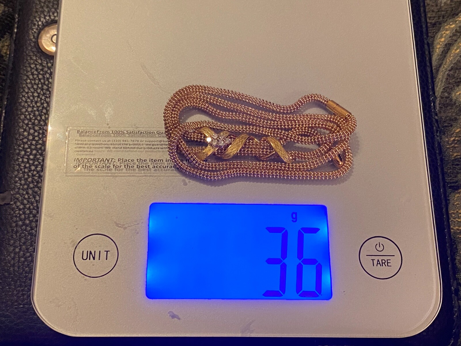 36 grams~18K Solid Gold Pendant W/037 Diamonds-About 30″