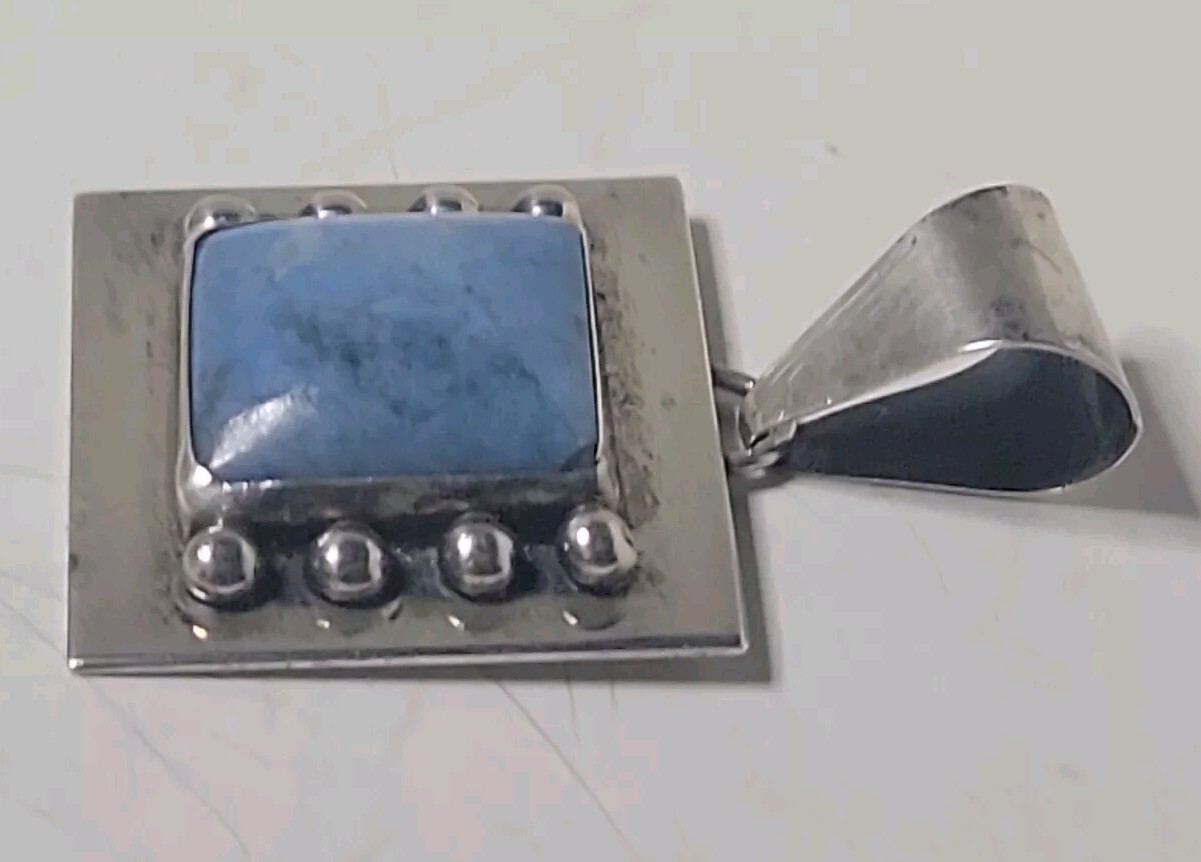 Navajo James Linkin Sodalite Sterling Silver Vintage Pendant 1-5/8 In 9.5 Grams