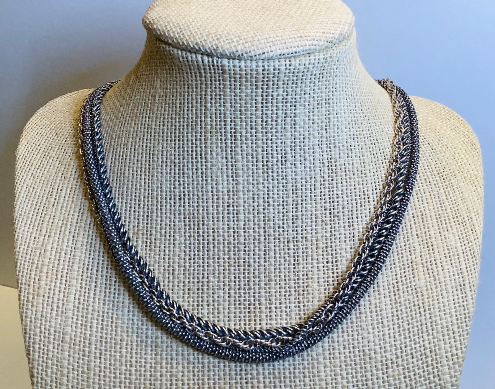 Silpada N1719 Sterling Silver (4) Multi-Strand 16-18” Necklace Oxidized Popcorn
