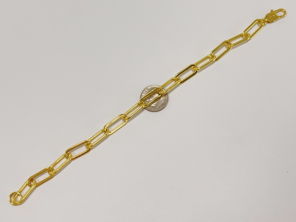 18k Yellow Gold 7.5mm Paperclip Chain Cable Rolo Link Bracelet Womens Men 7.5″