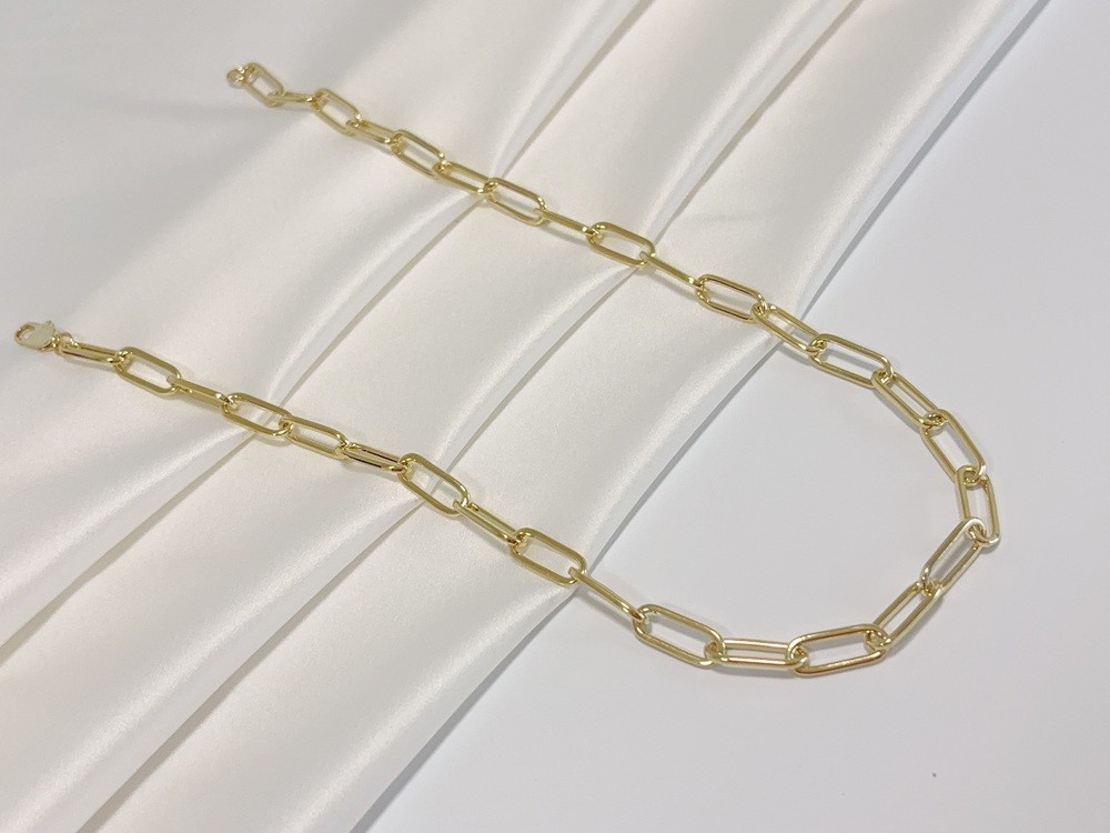 Real Genuine 10K Solid Yellow Gold Paperclip Chain Necklace 24inch 9mm
