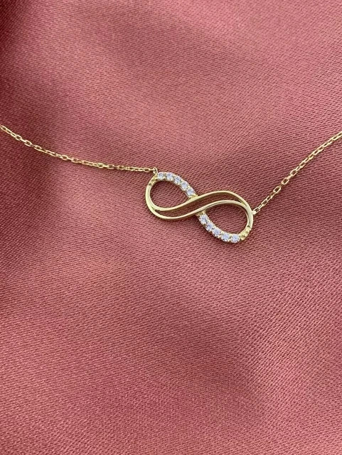 1ct Lab Grown Diamond 14K Yellow Gold Plated Stunning Infinity Pendant Necklace