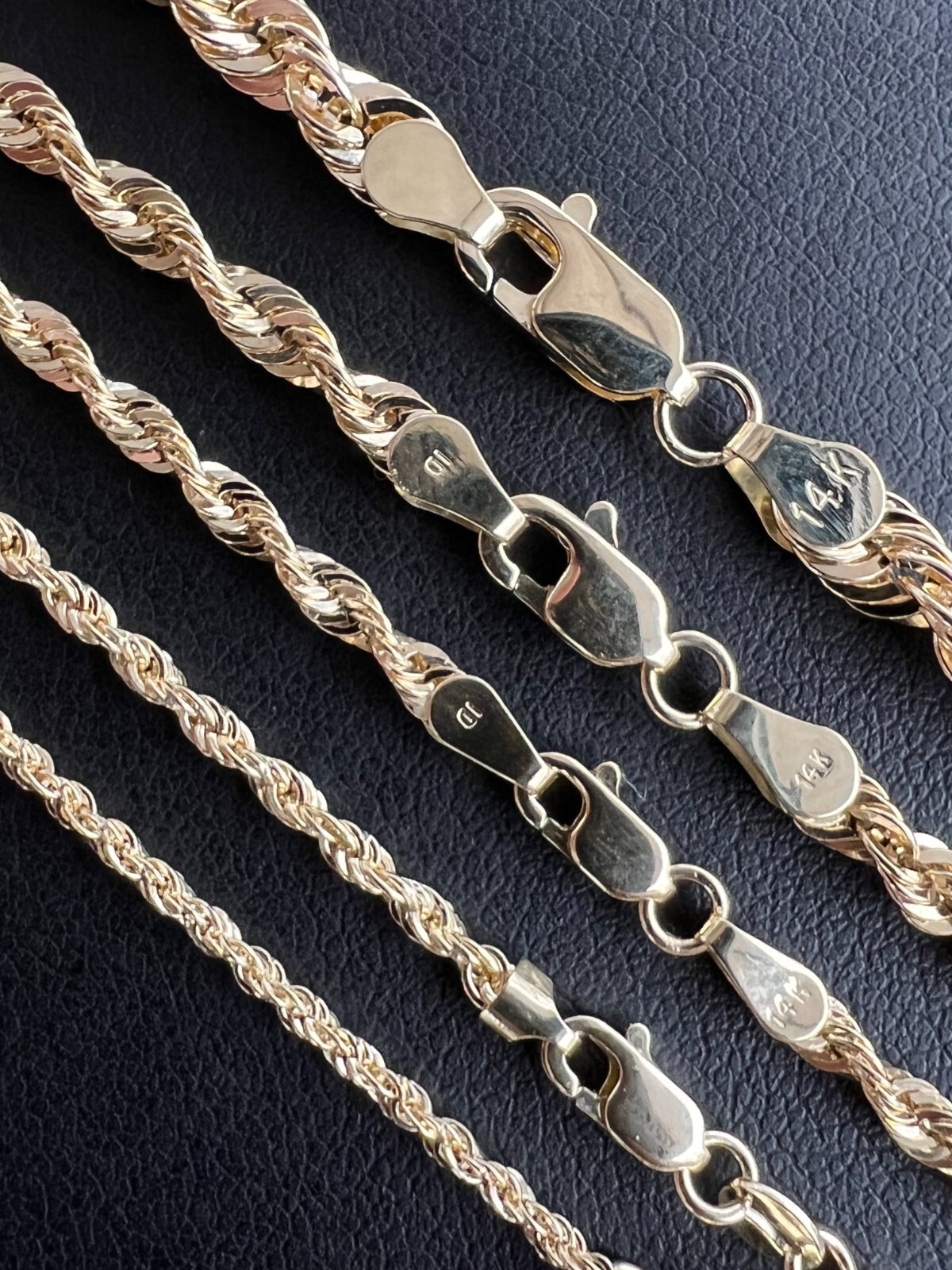 Men’s Women’s Real 14k Yellow Gold Hollow Rope Chain Necklace 1.5mm-4.5mm 16-30″