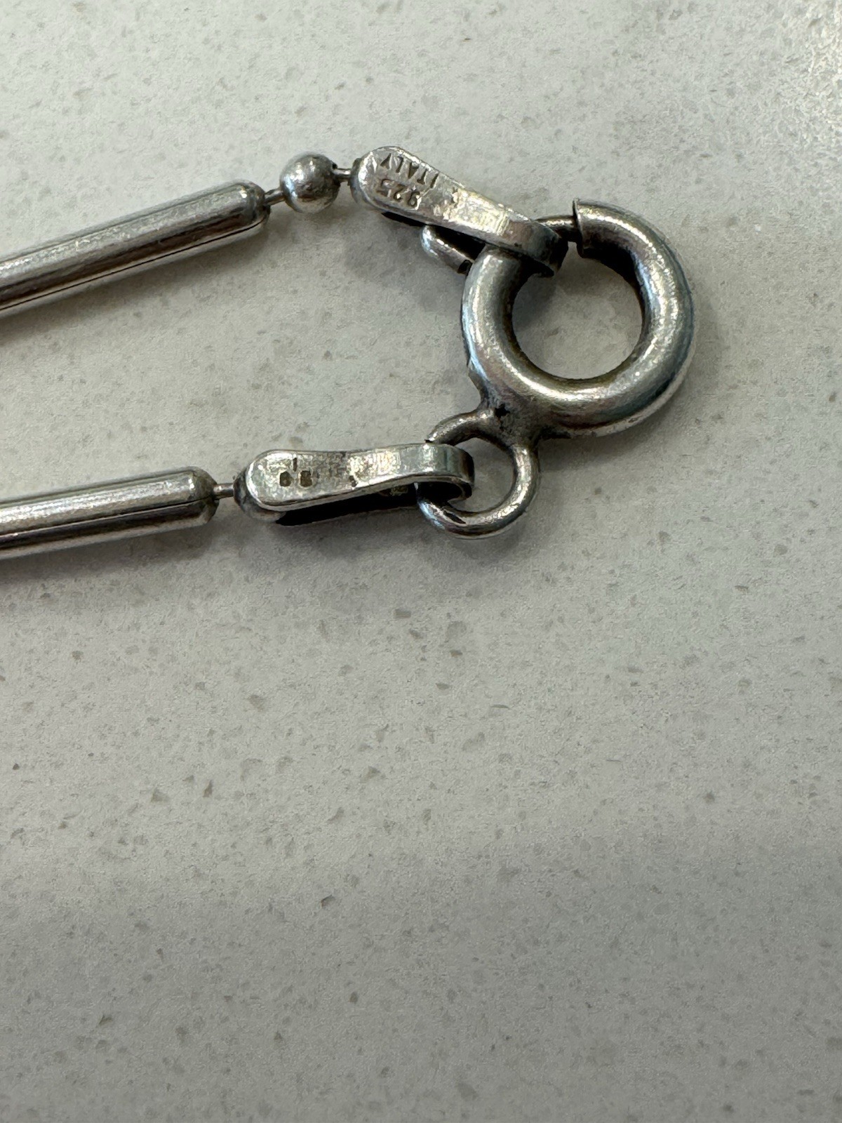 Sterling Silver 925 Bar Link Chain Necklace. Made In Italy. 24 Inch. 4.93 Grams