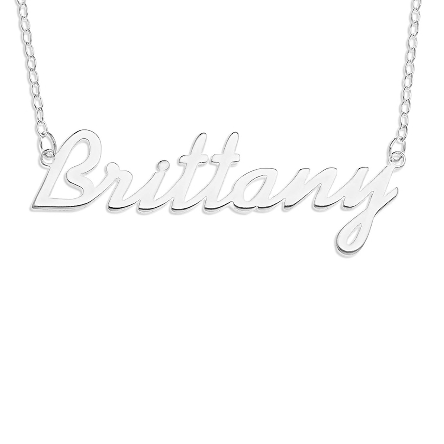Brittany Name Plate Necklace Pendent Sterling Silver female Personalized Custom