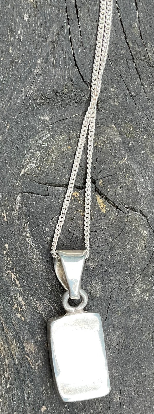 Sterling Silver Modernist Inlaid Baltic Milky Red Amber Pendant And Chain