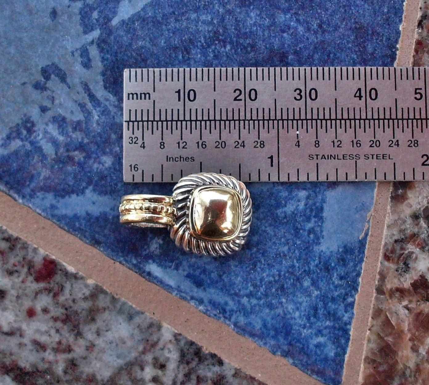 Retired David Yurman Albion Gold Dome Enhancer Pendant w/Chain – 14K/925