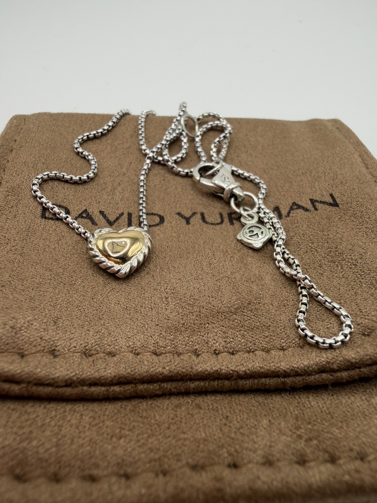 David Yurman Cable Cookie Classic Heart Necklace 18k Yellow Gold. 18 inch
